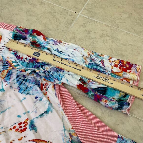 Soft Surroundings Yvette Blouse top plus sz. 2X mixed media Bell 3/4 Sleeve Arts - Picture 6 of 9